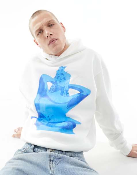 Criminal Damage hoodie with graphic large front print in white - view 1