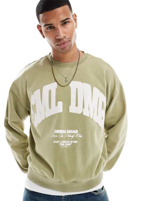 Criminal Damage Icon sweatshirt in washed green