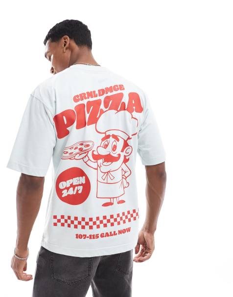 Criminal Damage italian pizza t-shirt in blue