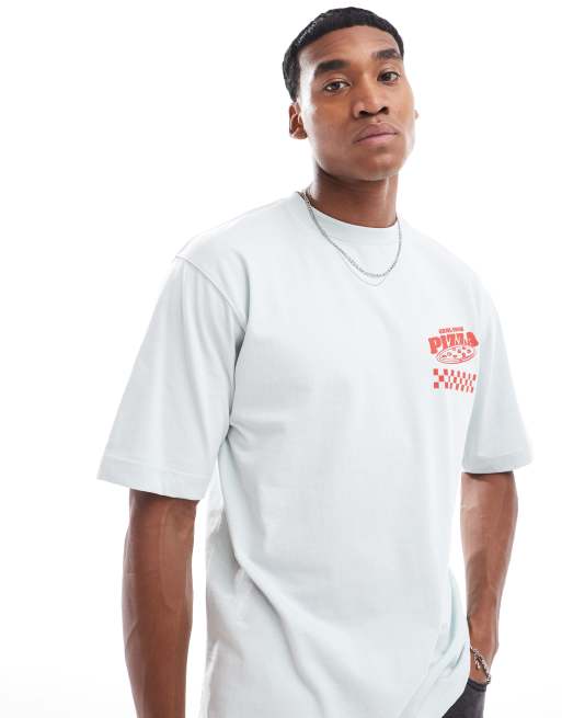 Criminal Damage italian pizza t-shirt in blue | ASOS