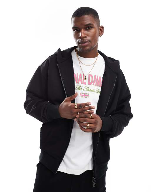 Criminal Damage Jersey utility hoodie black in black