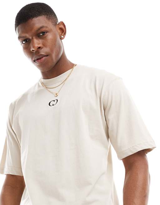 Criminal Damage logo t-shirt in sand 