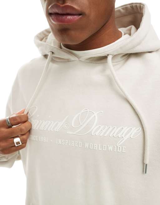 Criminal Damage marble wash hoodie in grey wash, 2 of 4