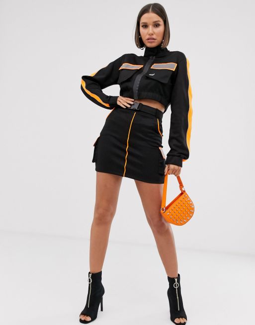 Criminal Damage mini skirt with reflective panels co ord ASOS