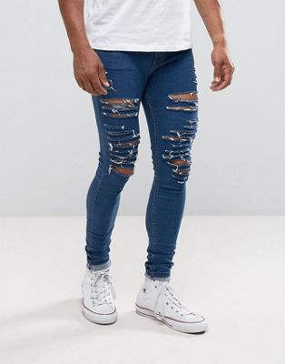 Criminal Damage Muscle Fit Jeans With Distressing
