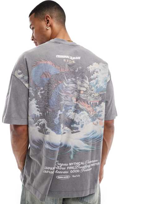 Criminal Damage Mythical wave t-shirt/black in black