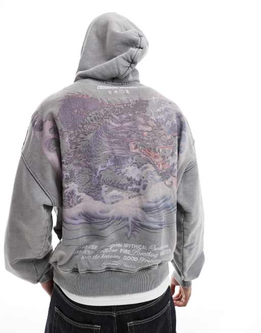 Criminal Damage Mythology hoodie washed black in black