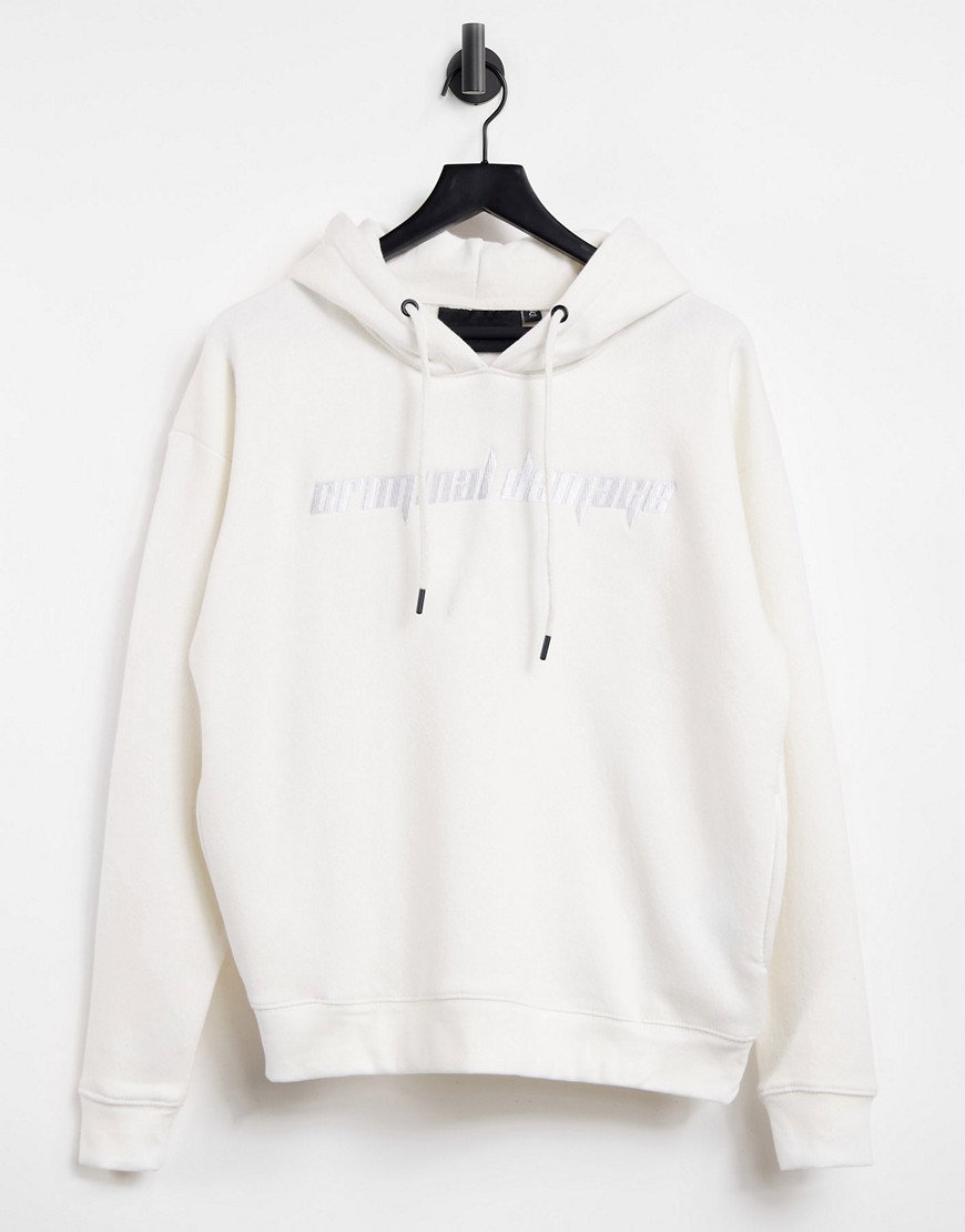 Criminal Damage oversized hoodie in off white