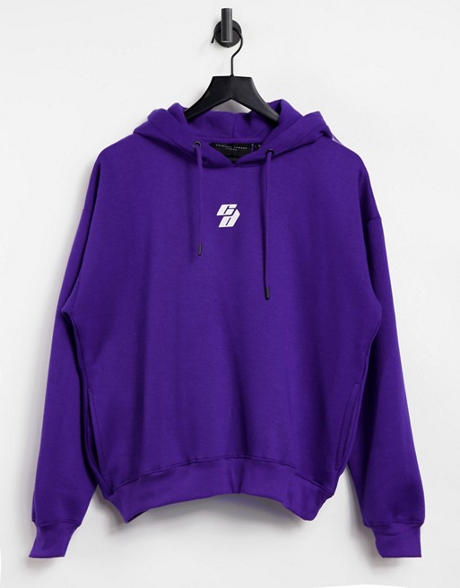Criminal Damage oversized hoodie in purple