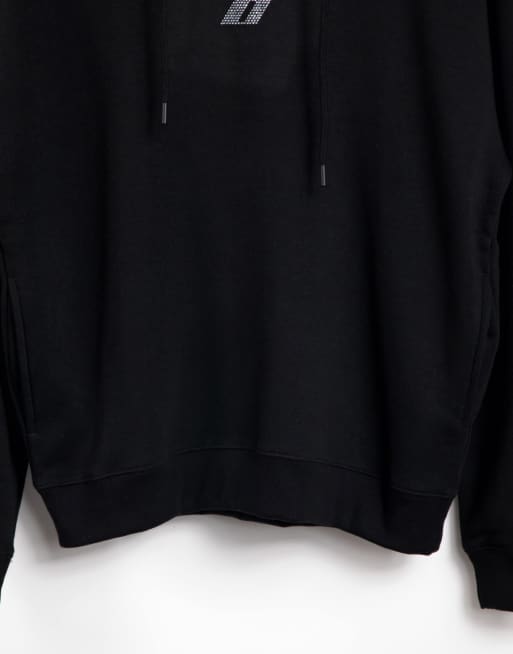 Criminal Damage - Oversized hoodie versierd met strassteentjes logo in zwart, 4 van 4