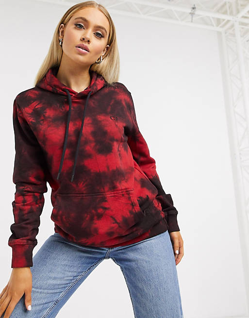 Criminal Damage oversized tie dye hoodie tracksuit in red and black | ASOS