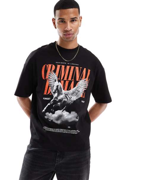 Criminal Damage Pegasus tee black/red in black/red - view 1