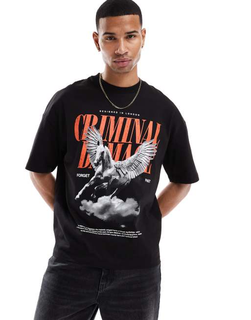 Criminal Damage Pegasus tee black/red in black/red