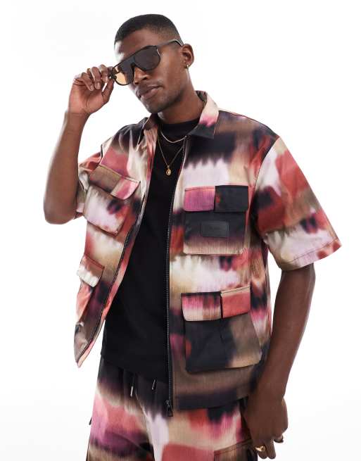 Criminal Damage Photo print zip shirt in multi