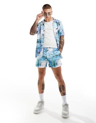 Criminal Damage planet texture swim short in multi