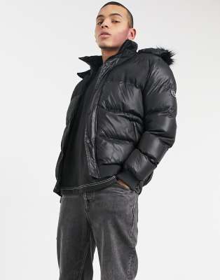 Criminal Damage Polar Puffer Jacket In Black Hi Shine ModeSens