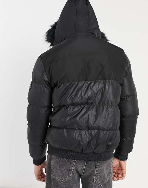 Criminal Damage polar puffer jacket in black hi shine | ASOS