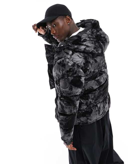 Criminal damage longline puffer jacket in black hotsell