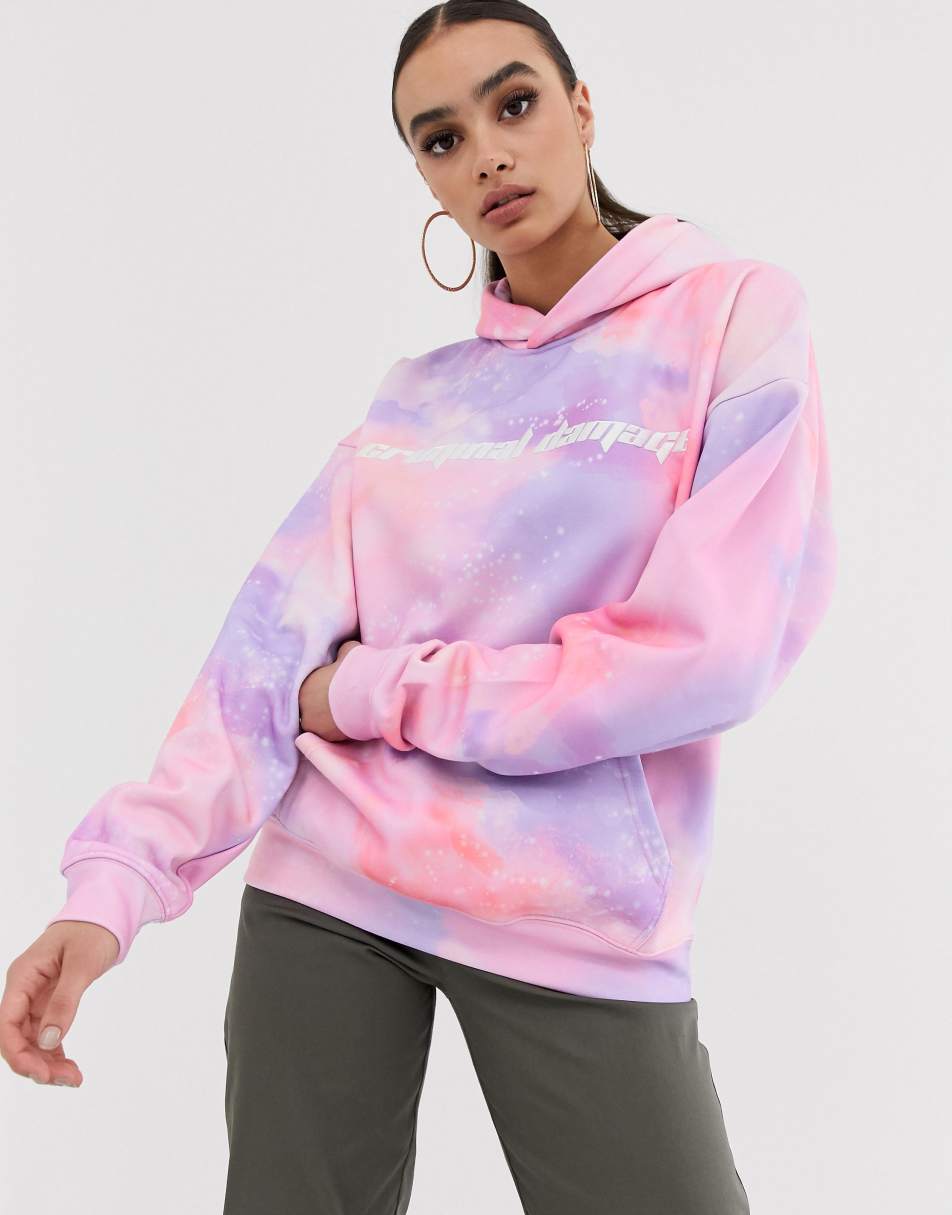 толстовка с принтом тай-дай. худи тай. худи тай тай. серая толстовка тай дай. худи "тай дай синий" s.