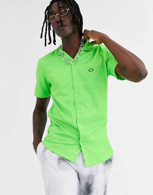 Criminal Damage revere collar shirt in neon green
