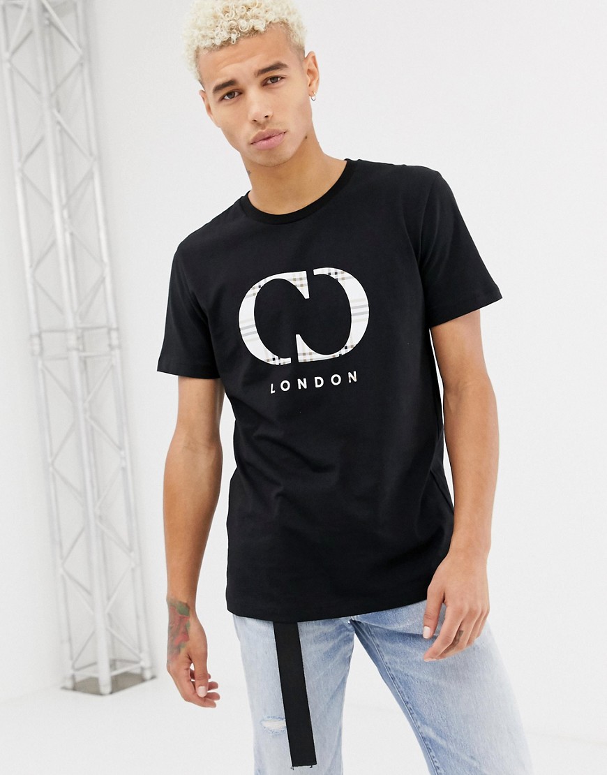 Criminal Damage – Es T-Shirt Mit Kariertem Logo Schwarz S