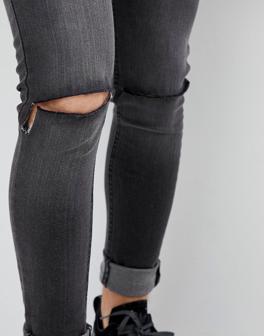 Criminal Damage – show washed skinny-jeans med huller-Blå