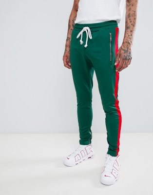 green and red joggers