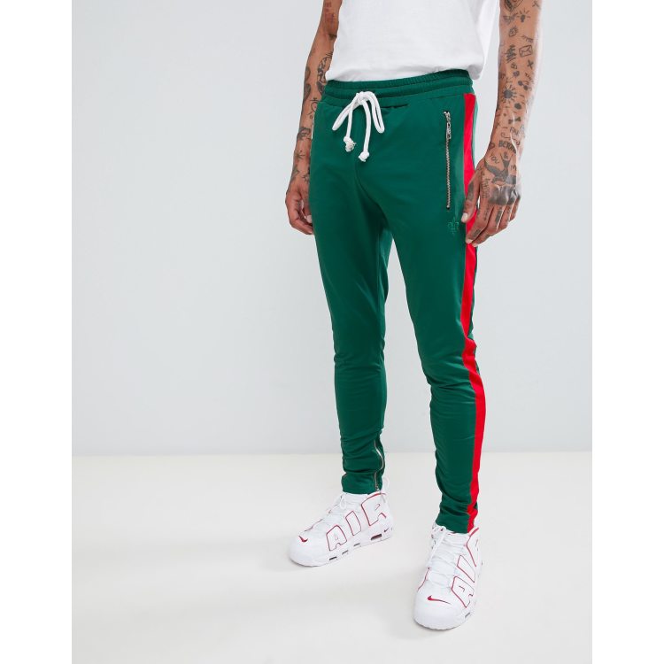 Red and cheap green track pants