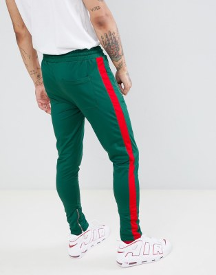 red and green joggers