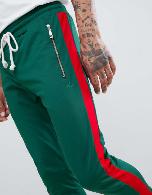 Green red store stripe joggers