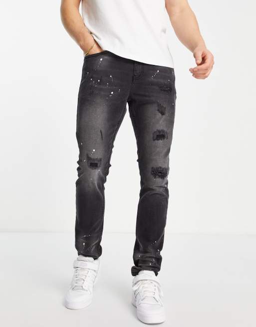 Criminal Damage smoke denim jeans in grey wash