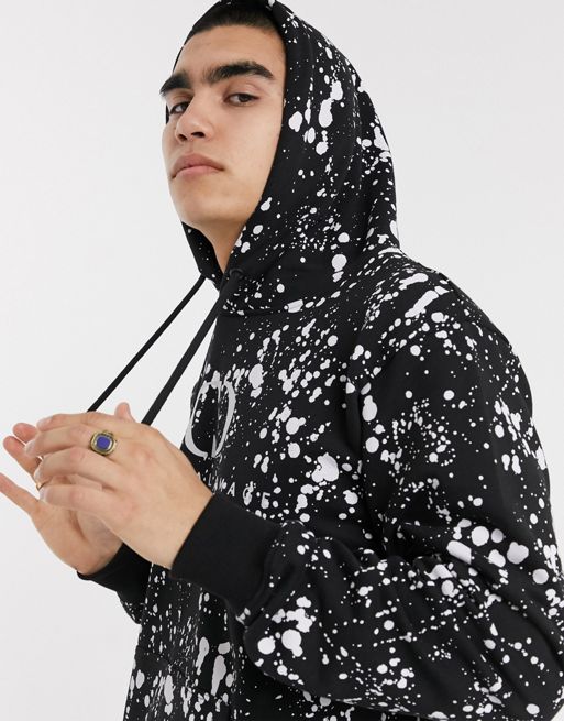 Criminal Damage Splatter Reflective Zipped Black Hoodie - Clothing