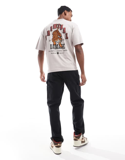 Criminal Damage team tiger t-shirt in grey 