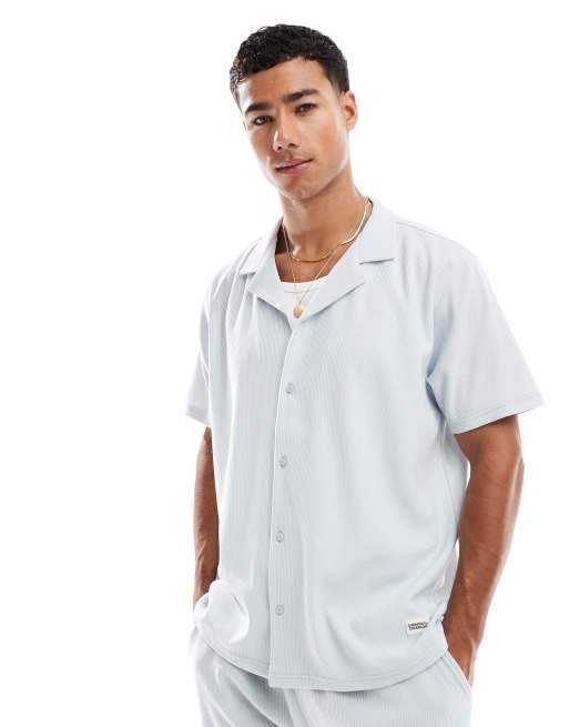Criminal Damage Tropez shirt misty blue in misty blue