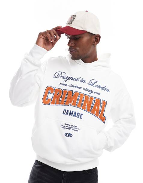 Criminal Damage Two lives hoodie off white in off white - view 1
