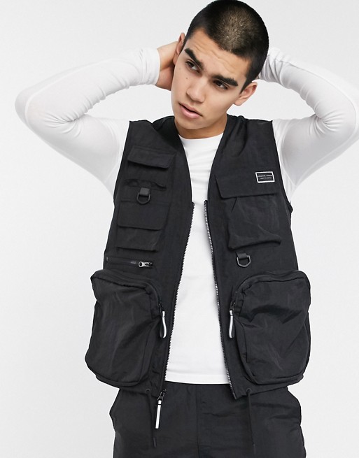 Criminal Damage utility nylon vest in black
