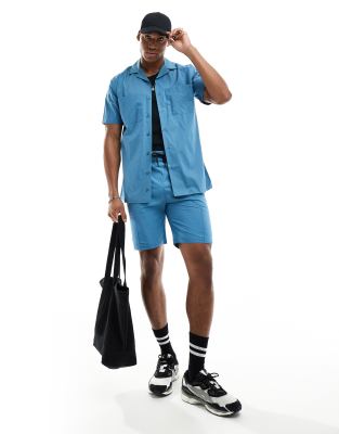 Criminal Damage utility shirt & shorts in teal - view 1
