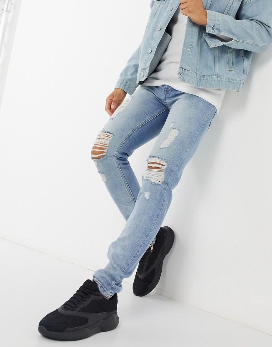 Criminal Damage - Uzi - Skinny jeans in lichte wassing-Blauw