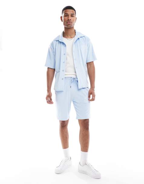 Criminal Damage varsity polo shorts in blue - view 1