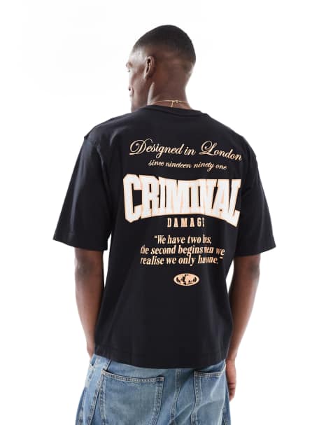 Criminal Damage Varsity t-shirt black in black