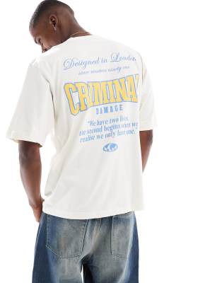 Criminal Damage Varsity t-shirt off white in off white - view 1