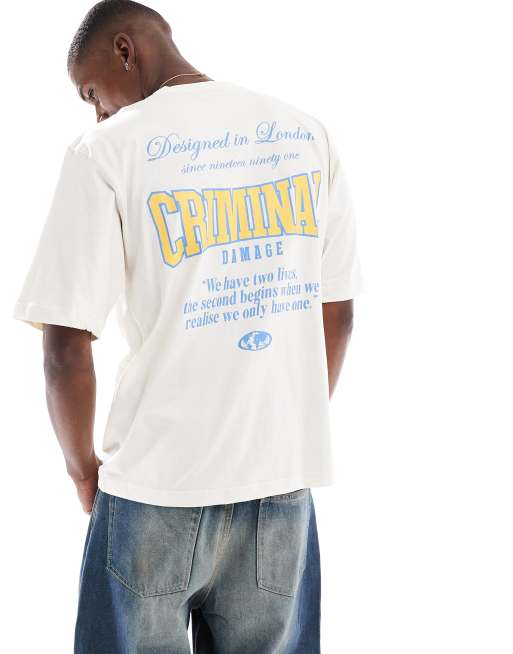 Criminal Damage Varsity t-shirt off white in off white