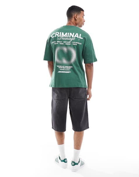Criminal Damage worldwide print t-shirt in green - view 1