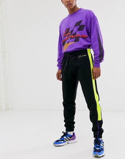CRL By Corella joggers in black with neon side stripe
