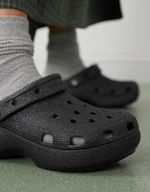 Croc classic platform glitter clogs in black , 2 of 4