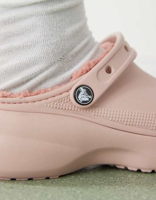 Croc classic platform lined clog in pink clay, 3 of 4