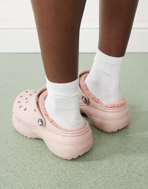 Croc classic platform lined clog in pink clay, 4 of 4