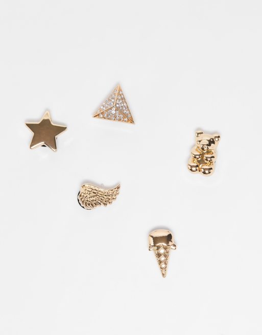 Crocs – 5er-Pack Unisex-Jibbitz-Anstecker im goldenen Symbol-Design, 3 von 4