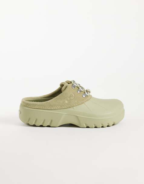 Crocs Axle Suede Mule clogs in tac green - view 1