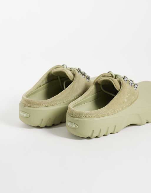 Crocs Axle Suede Mule clogs in tac green, 4 of 4